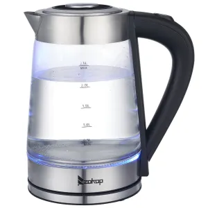 2000W 1.8L Electric Kettle in Blue Glass with UK Plug