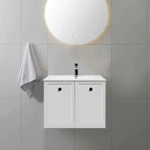 AUSTIN 600mm Wall Hung Bathroom Vanity   Ceramic Top