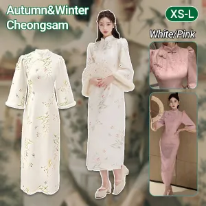 Autumn-Winter Floral Pattern Chinese Qipao