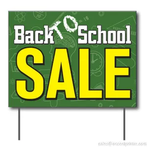 Back To School Sale Curbside Sign, 24"w x 18"h, Full Color Double Sided