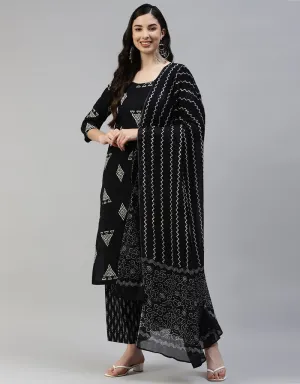 Black Cotton Palazzo Suit