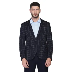 blackberrys Checks Polyester Slim Fit Mens Work Wear Suit (Navy, Size_40)