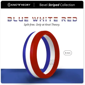 Blue White Red Stripe Silicone Ring