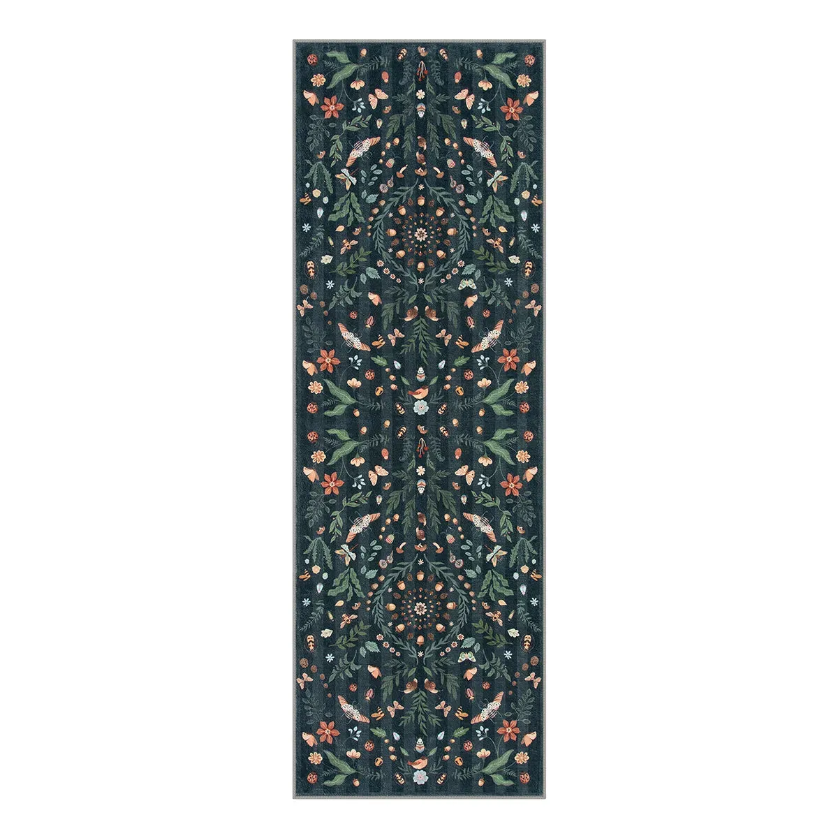 Chloe Boho Insect Botanical Floral Black Area Rug