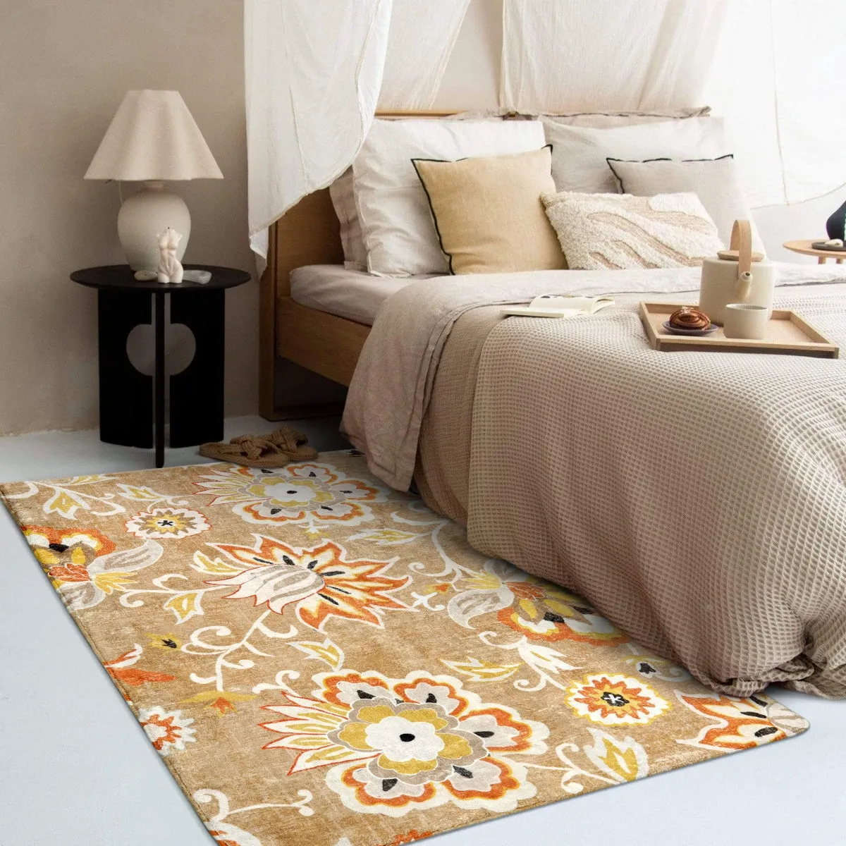 Cloris Paisley Modern Bright Floral Light Tan Area Rug