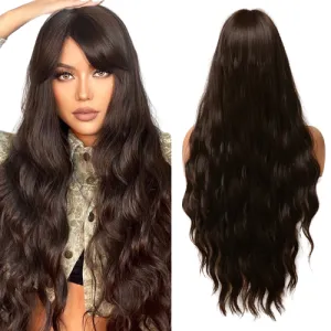 Dark Brown Long Water Wave Hair Wig