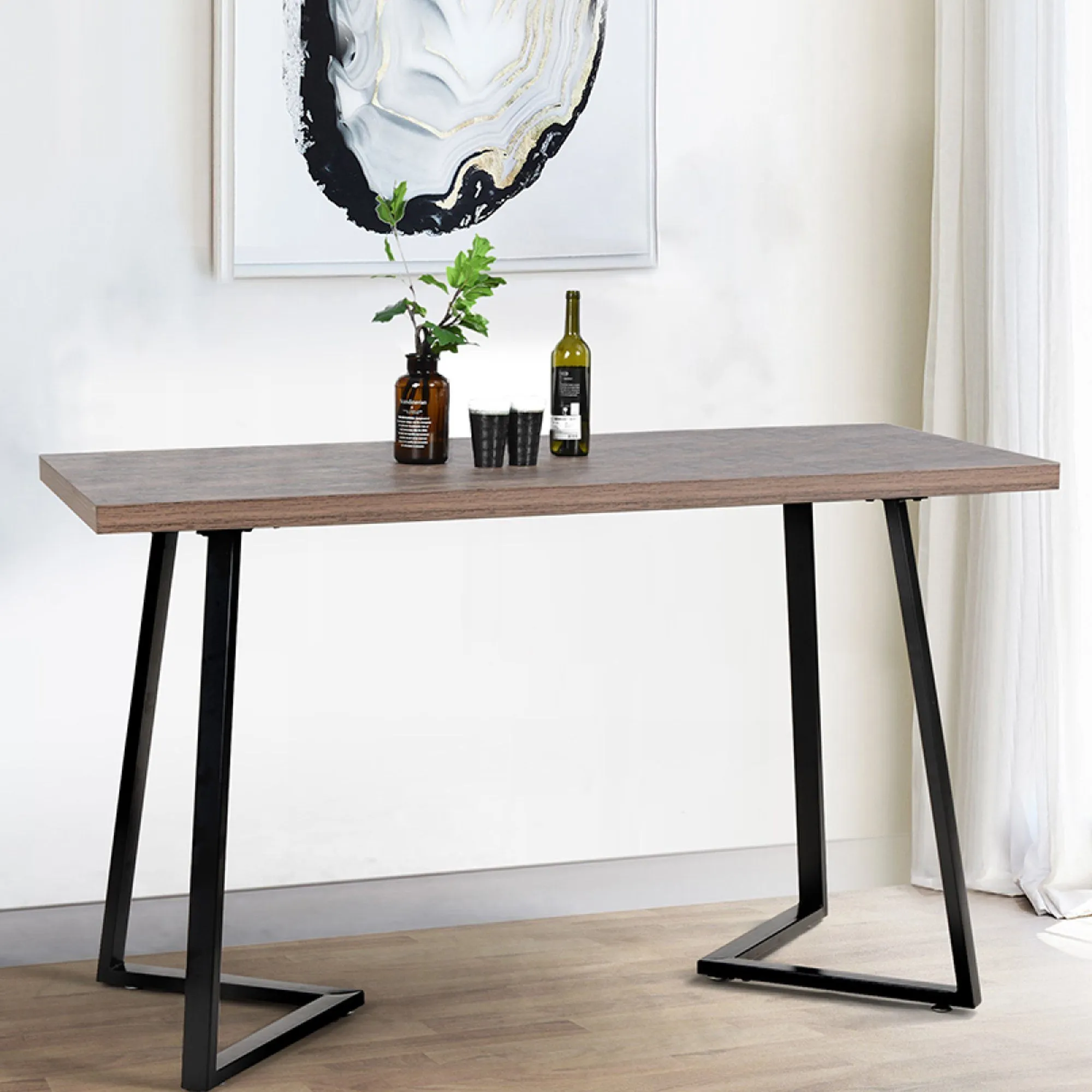 Dining Table with Metal Legs | Dark Brown (in-store pickup only)