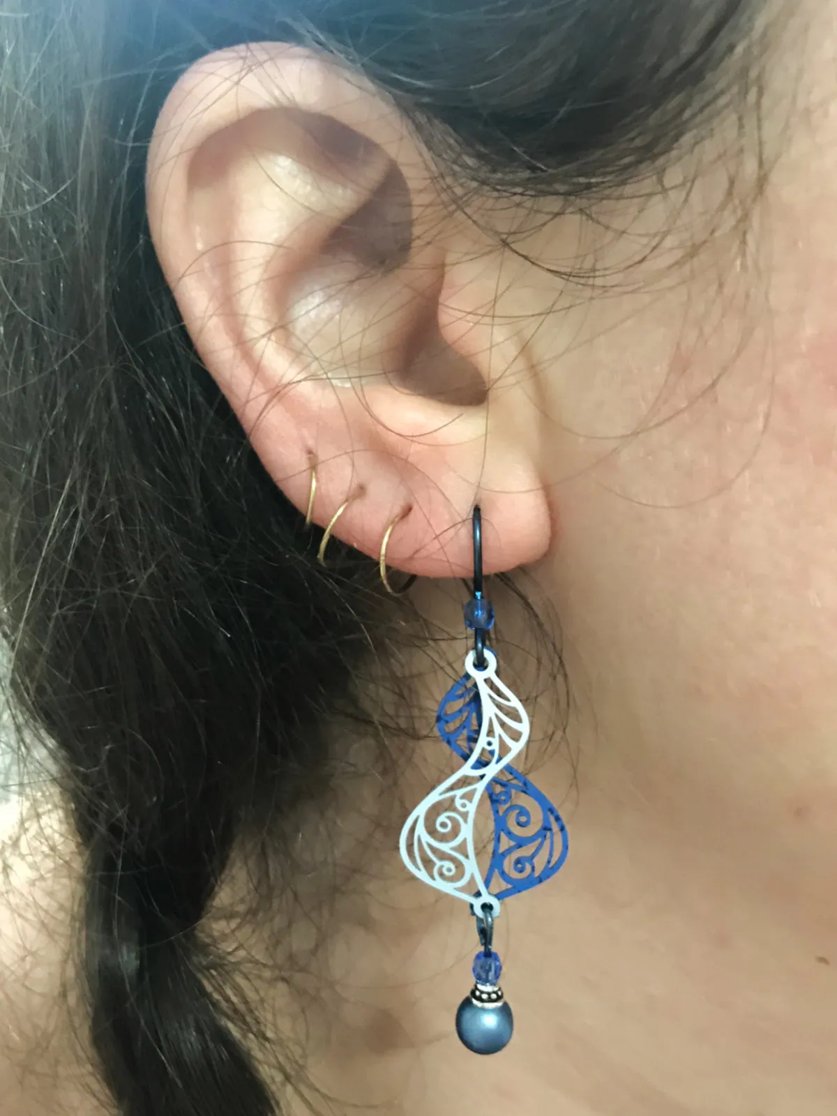 Dusty Blue Swirl Earrings by Adajio