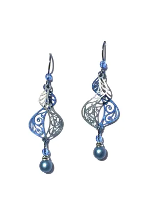 Dusty Blue Swirl Earrings by Adajio