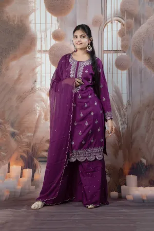 Elegant Purple Color Ladies Suits