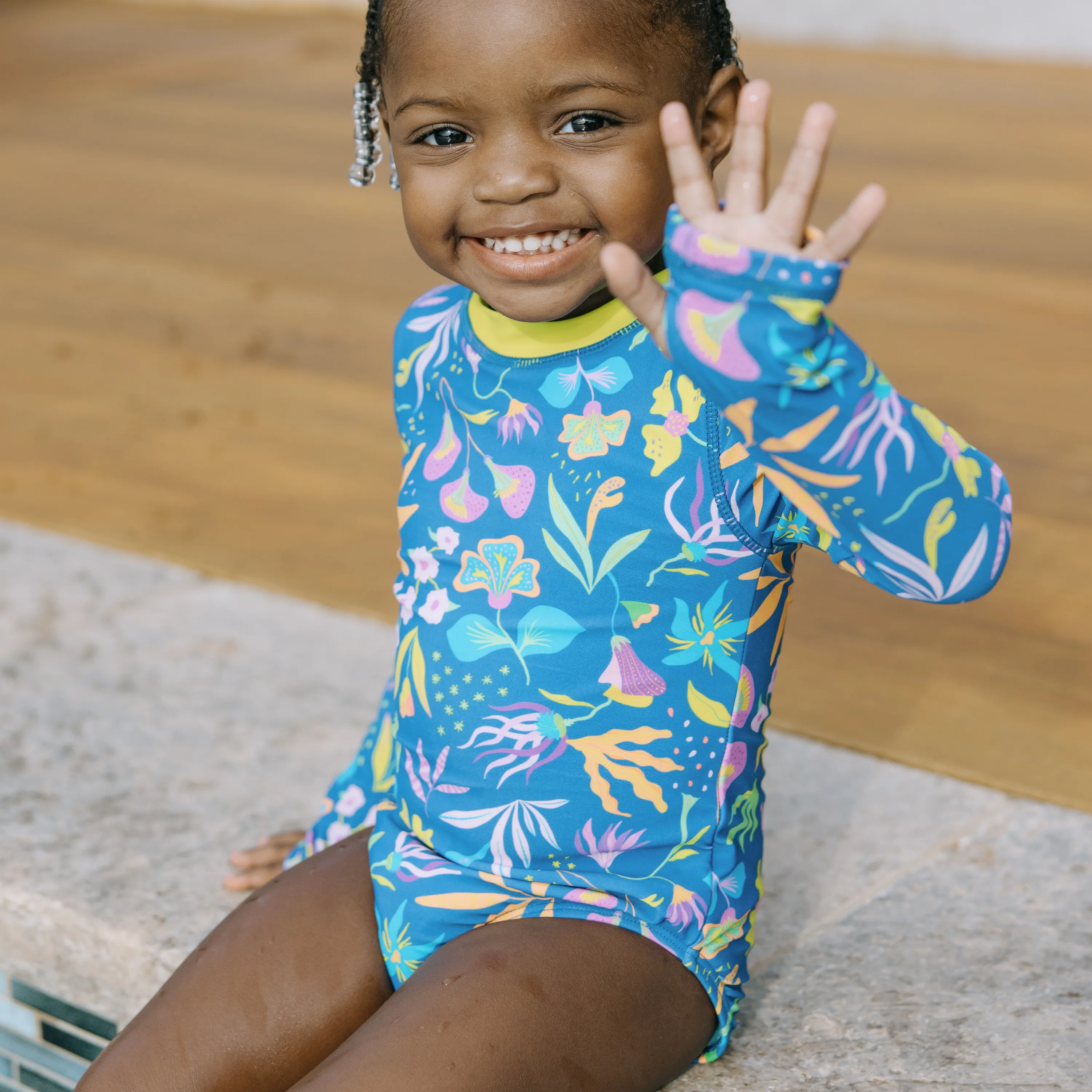 Girls Long Sleeve Surf Suit (One Piece Bodysuit) | "Tropadelic"