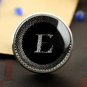 Kavove Alphabet 'E' Black Colour Lapel Pin