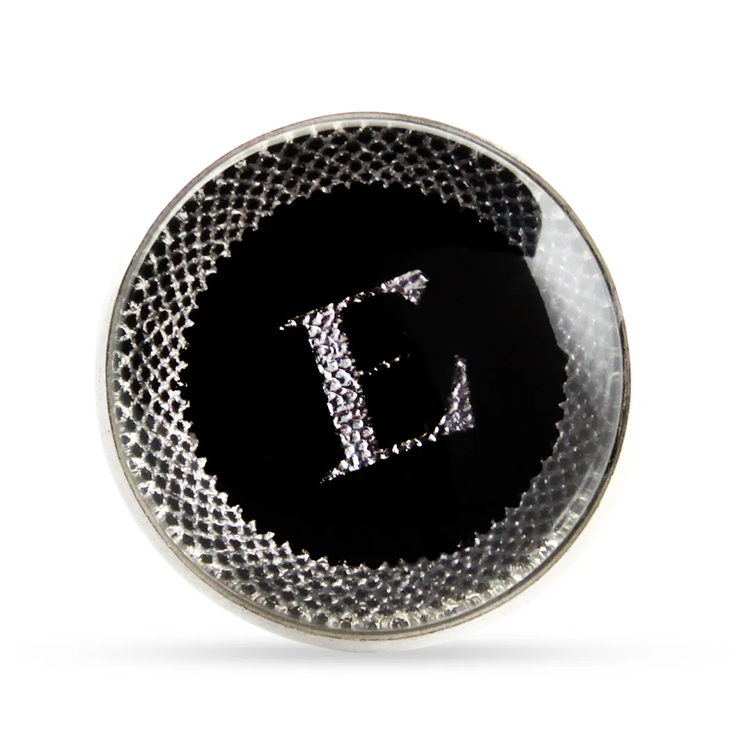 Kavove Alphabet 'E' Black Colour Lapel Pin