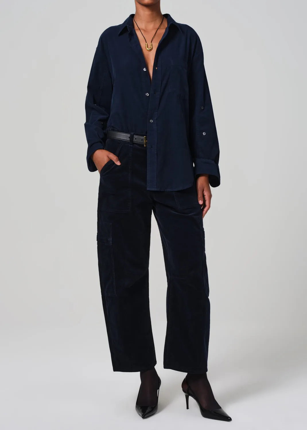 Kayla Shirt Corduroy in Navy