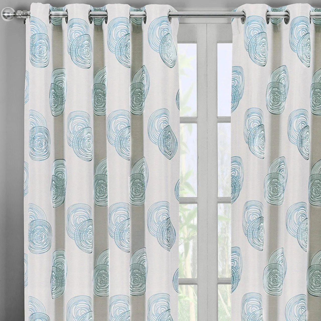 Lafayette Modern Abstract Jacquard Curtain Panels With Grommets ( Set of 2 Panels )