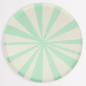 Mint Stripe Dinner Plates (x 8)