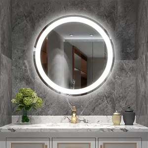 MIRROR ART Led Mirror Round Designed Modern Glass for Bathroom, Bedroom, Home and Office Touch Sensor Led Mirror with 3 Light Warm,White and NaturalWhite(Size 24x24) Framed, Wall Mount