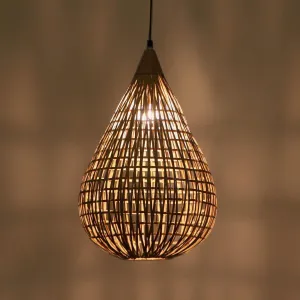 Natural Wooden & Iron Orion Water Drop Hanging Light | Pendant Lamp For Home