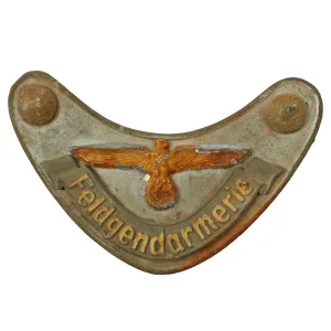 Original German WWII Feldgendarmerie Police Gorget without Chain - Battlefield Pickup Condition