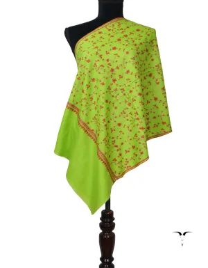 Parrot Green Pashmina Stole In Sozni 5896