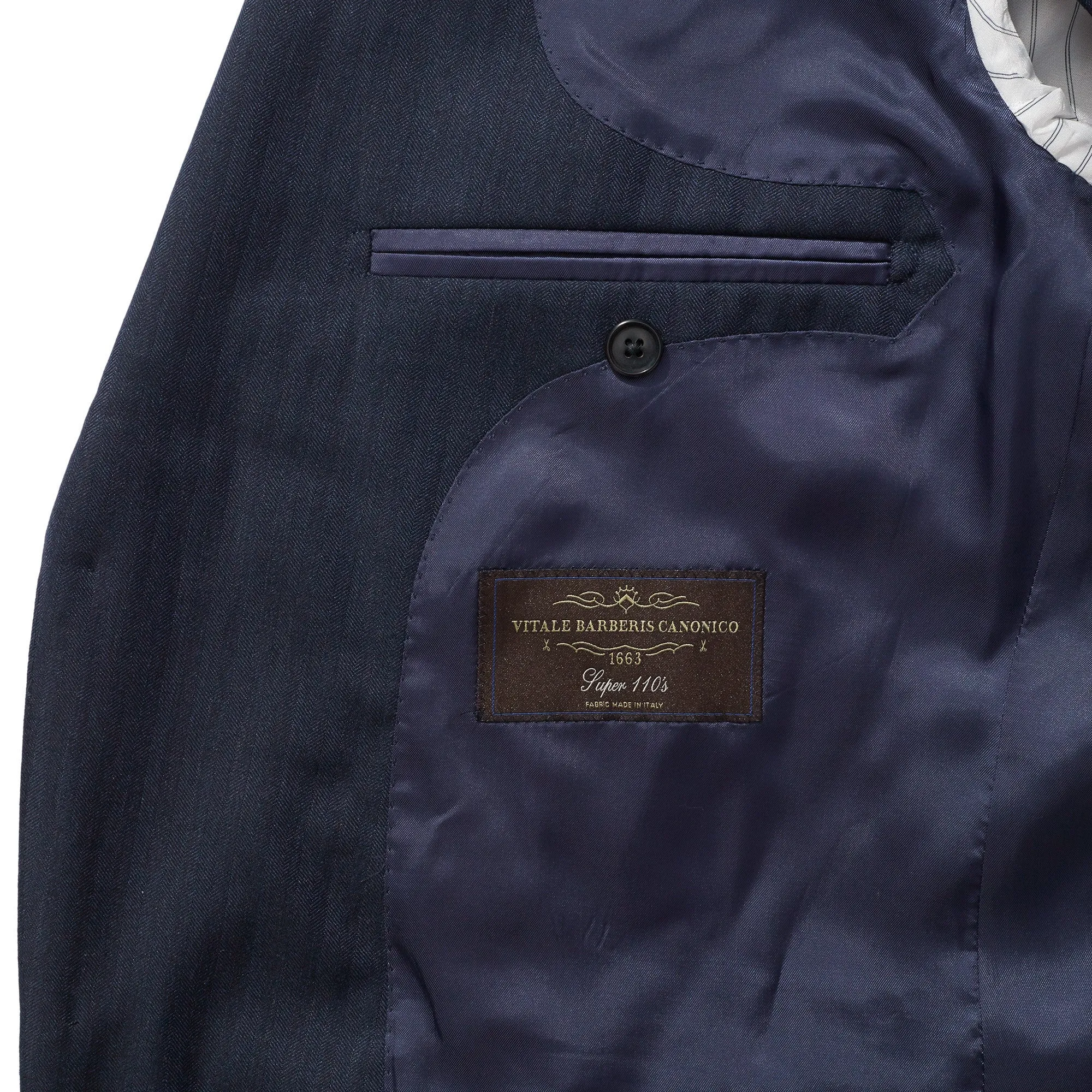 Pershing - Heather Blue Herringbone Italian Wool Suit