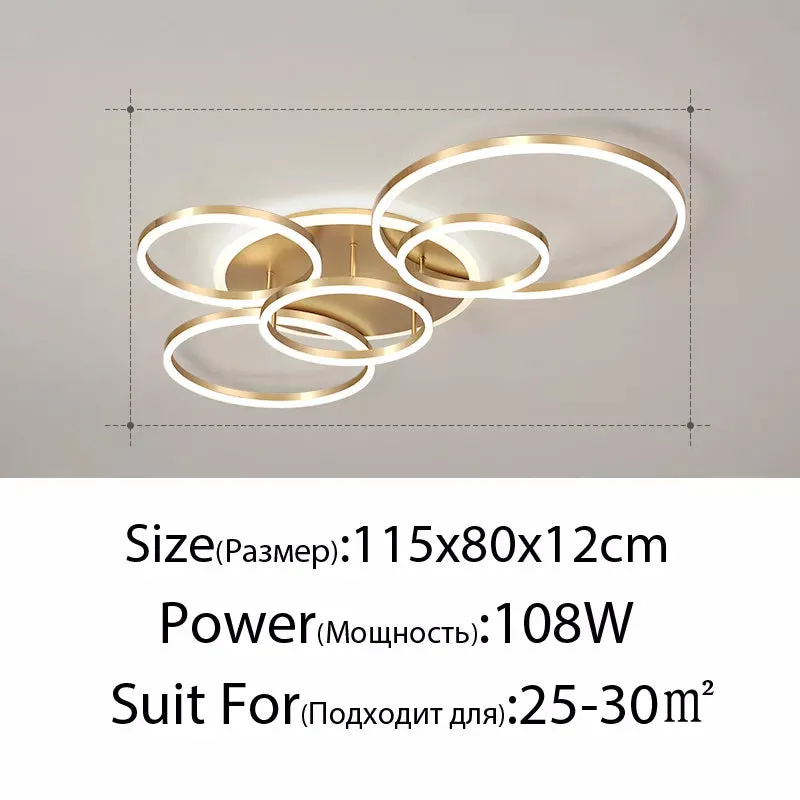 QIYI Round design Gold White Modern LED Chandelier Lighting