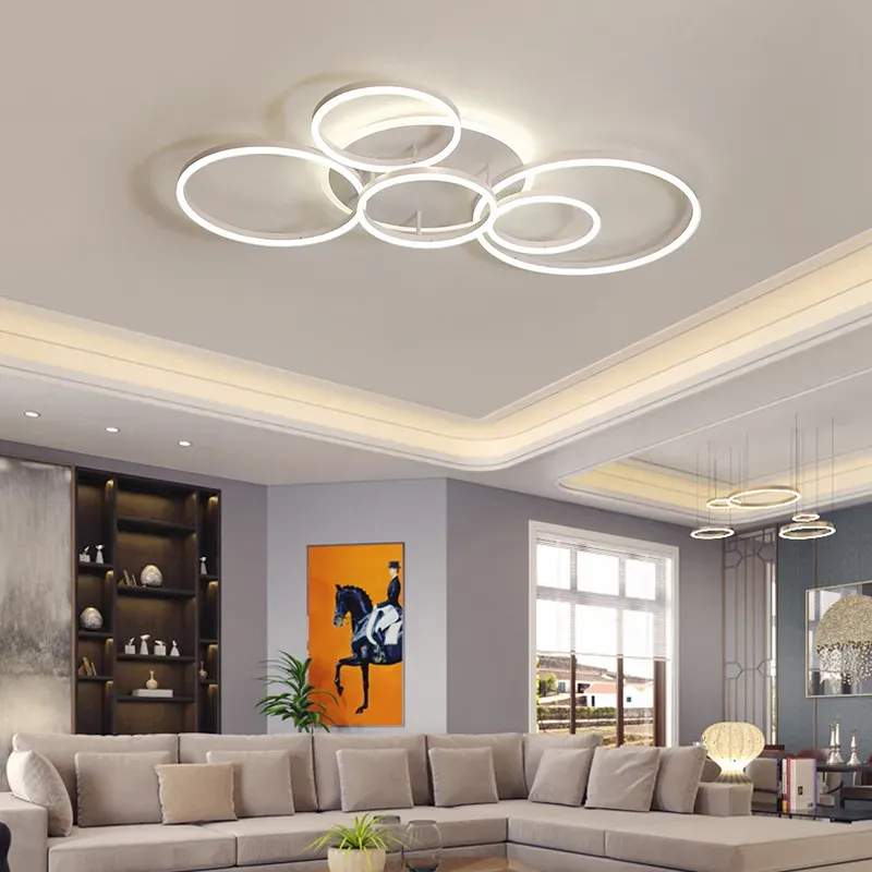 QIYI Round design Gold White Modern LED Chandelier Lighting