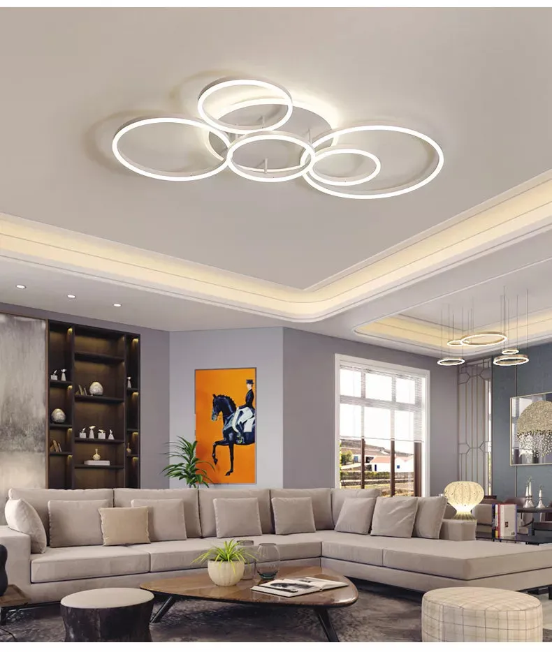 QIYI Round design Gold White Modern LED Chandelier Lighting