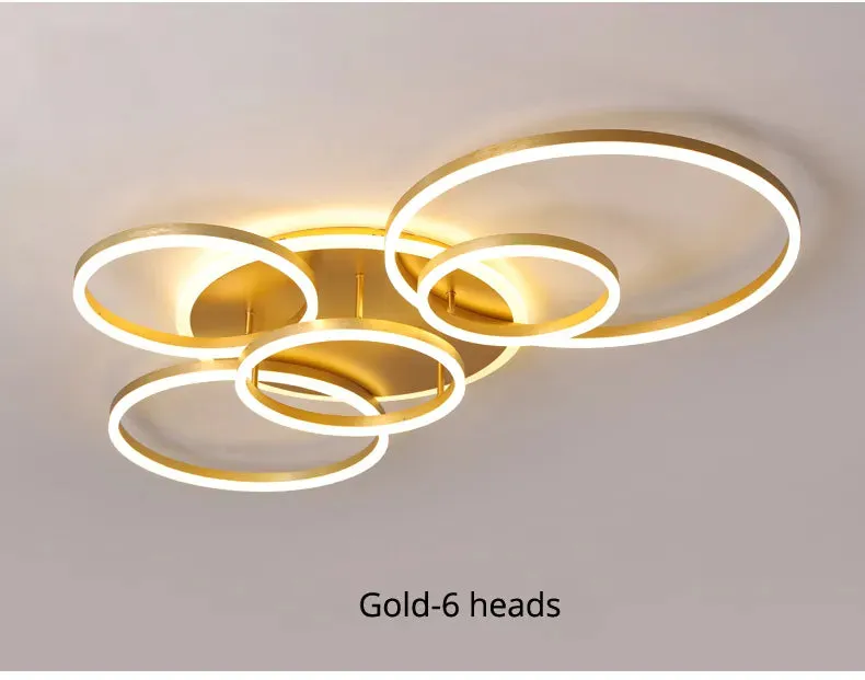 QIYI Round design Gold White Modern LED Chandelier Lighting