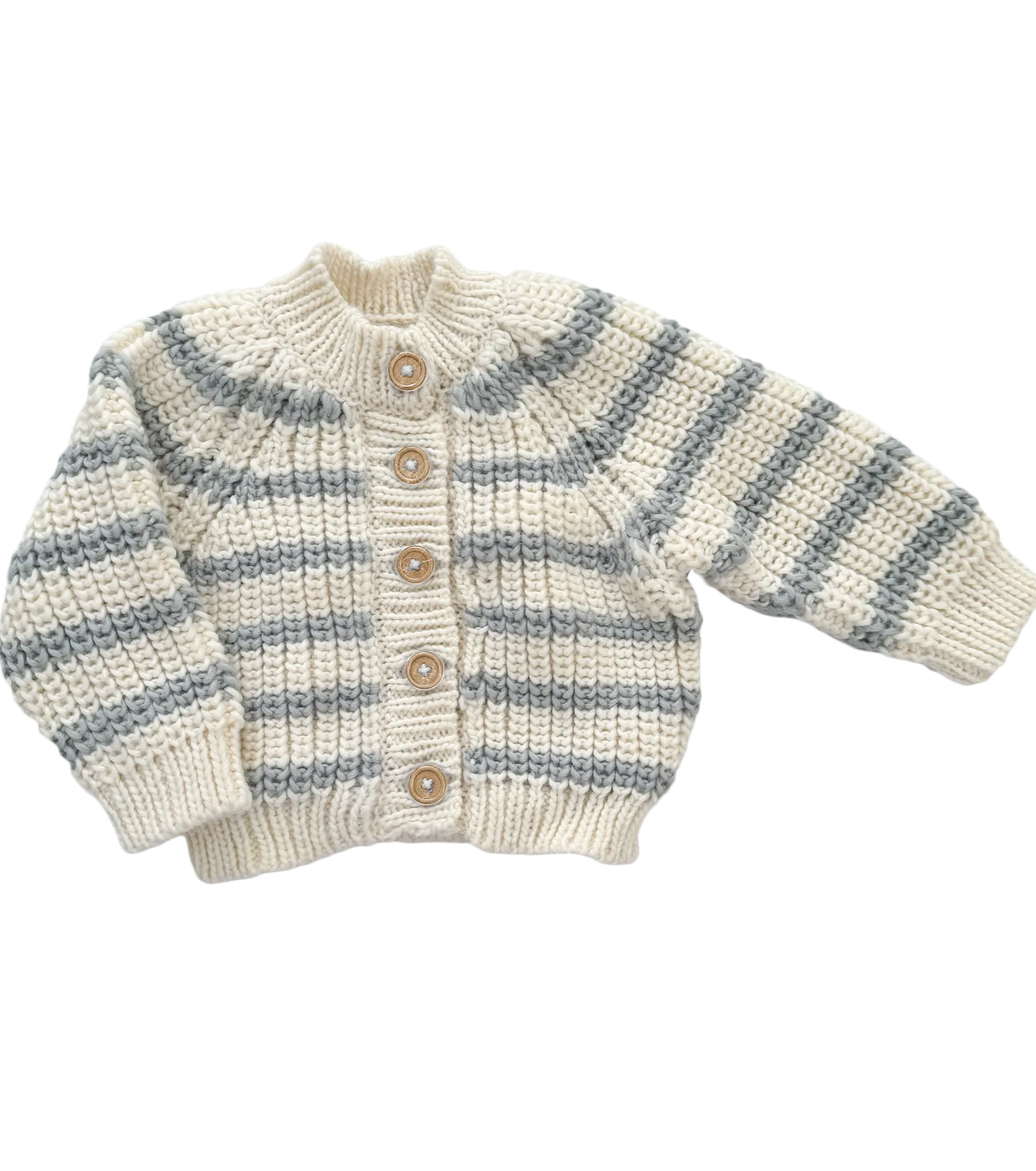 Rib Knit Stripe Cardigan in Bowie Grey