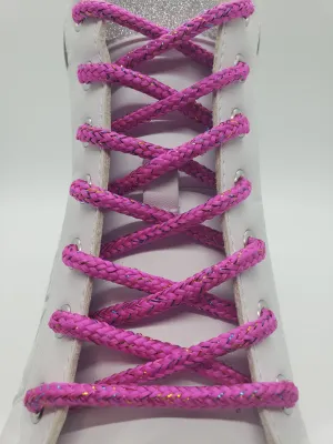 Round Sparkle Shoelaces - Pink