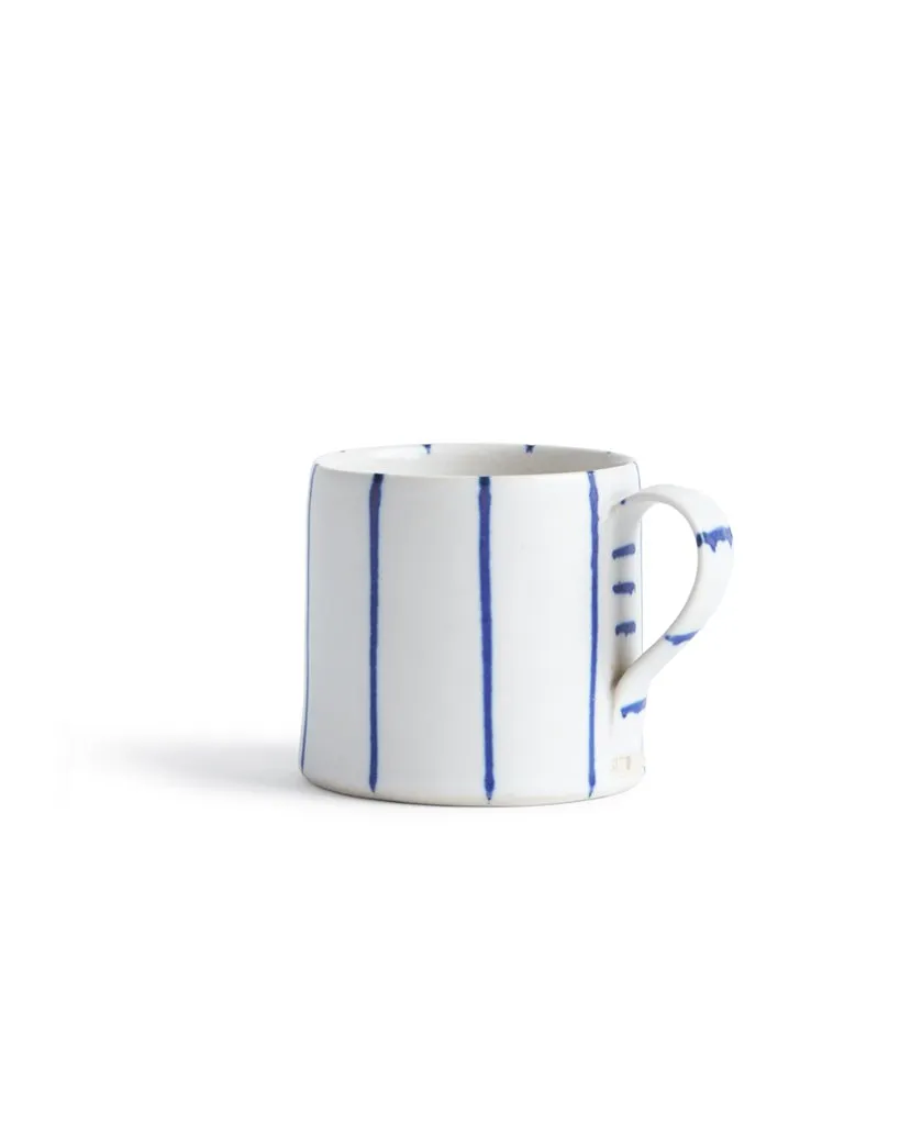 Striped Coffee Cup - White, Thin Blue (OUT OF STOCK)