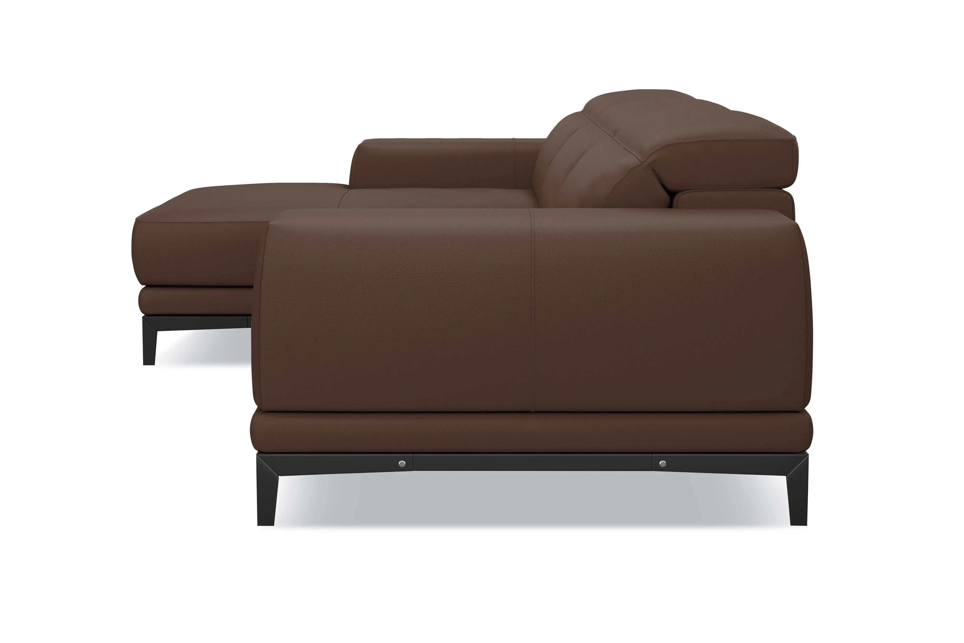 Valencia Valletta Top Grain Leather Three Seats with Left Chaise Sofa, Dark Brown