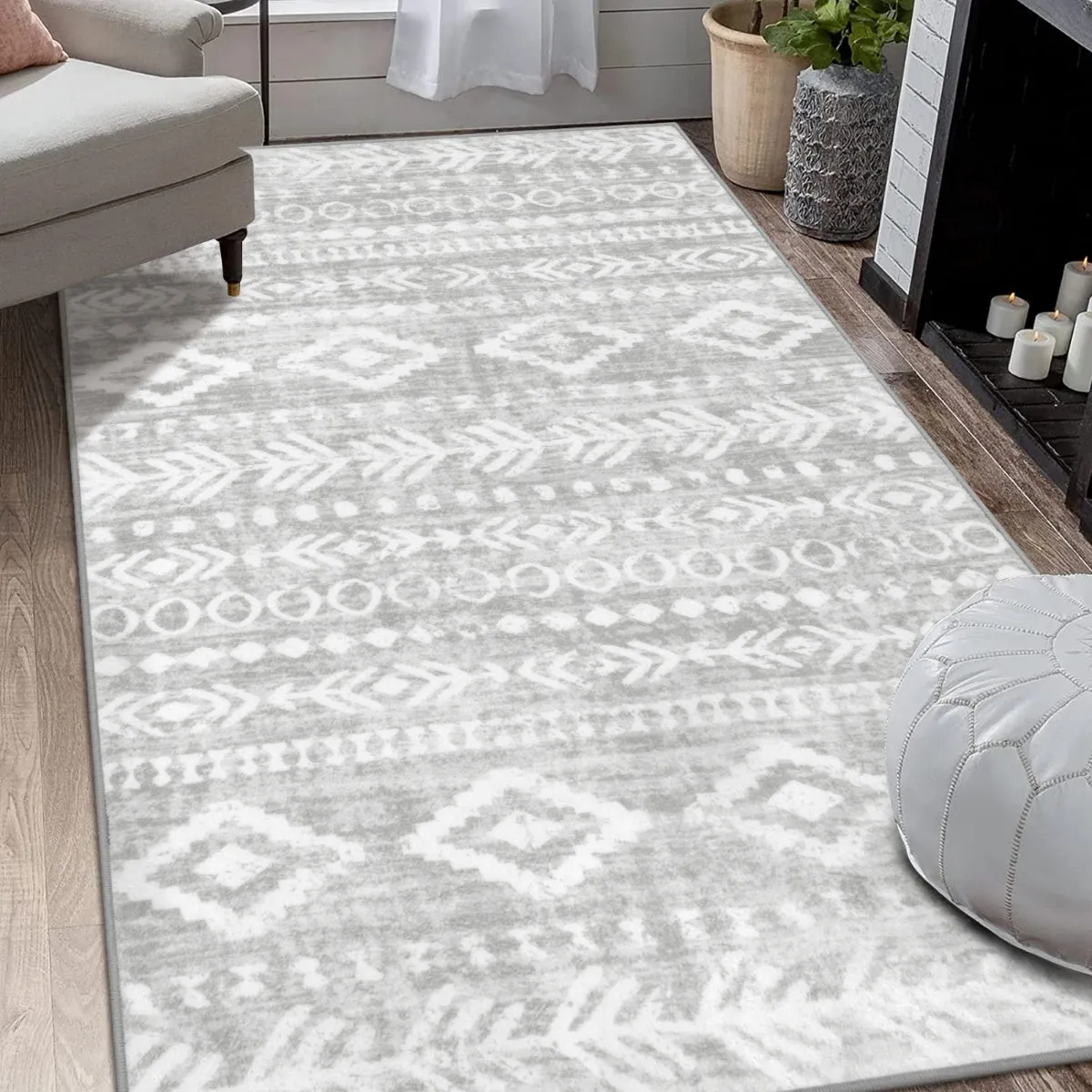 Varena Modern Rustic Farmhouse Moroccan Tribal Grey/White Rug