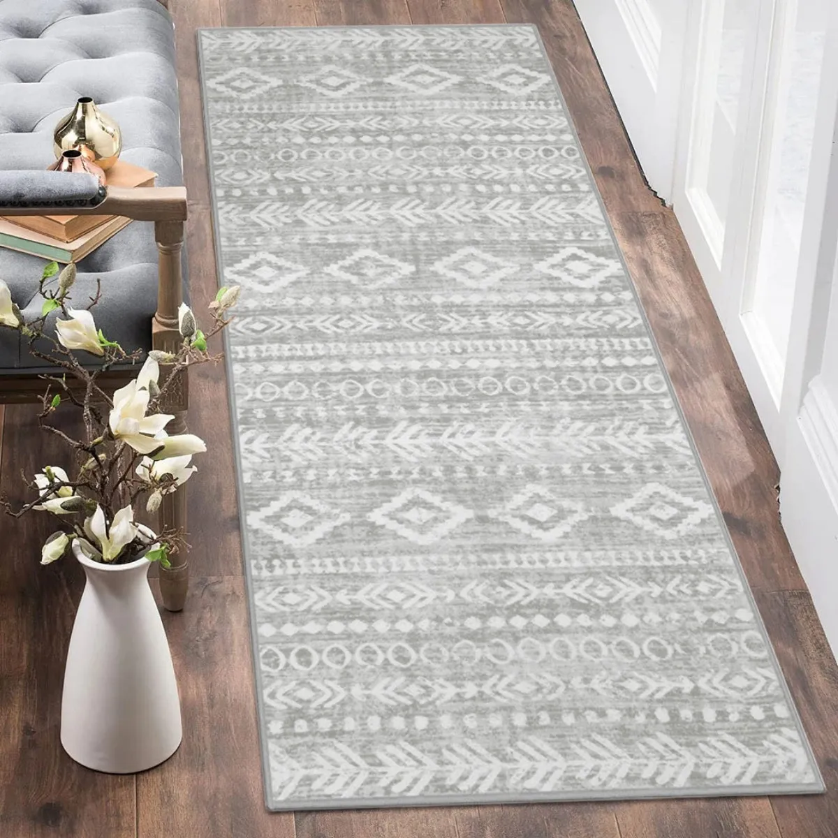 Varena Modern Rustic Farmhouse Moroccan Tribal Grey/White Rug