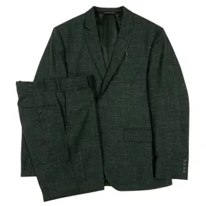 Verdure Crosshatch Two Button Wool, Silk & Linen Suit