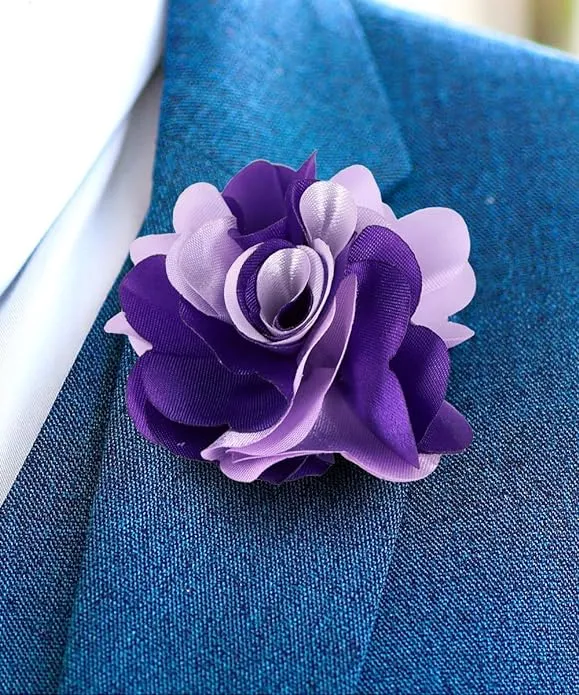 Vittorio Vico Unisex Two Tone Satin Flower Lapel Pin