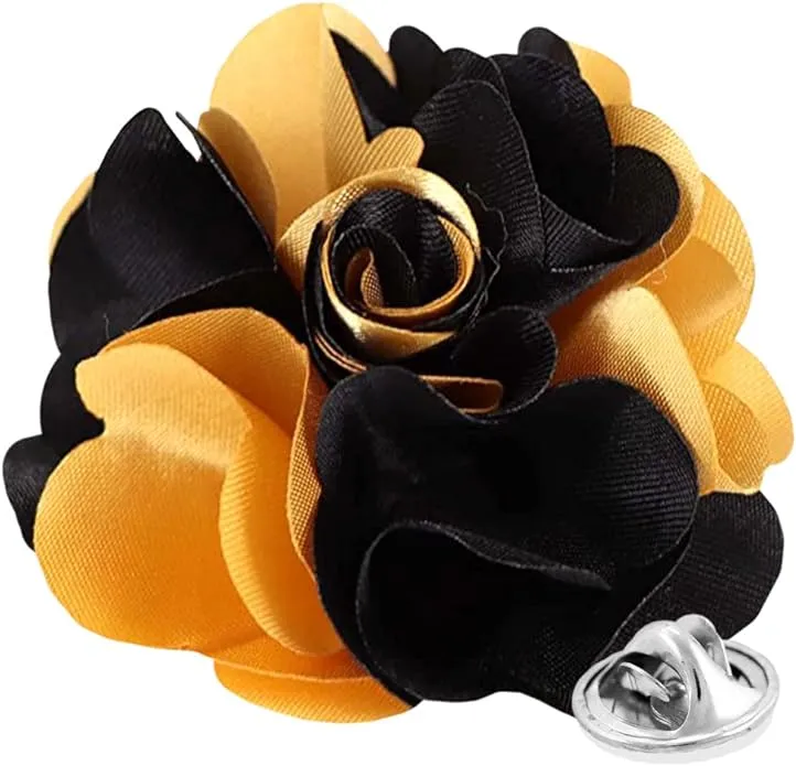 Vittorio Vico Unisex Two Tone Satin Flower Lapel Pin