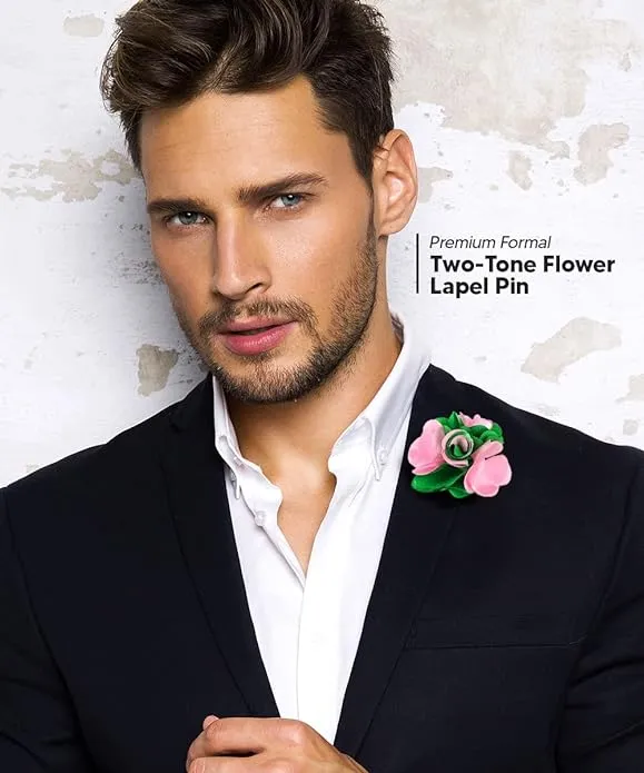 Vittorio Vico Unisex Two Tone Satin Flower Lapel Pin