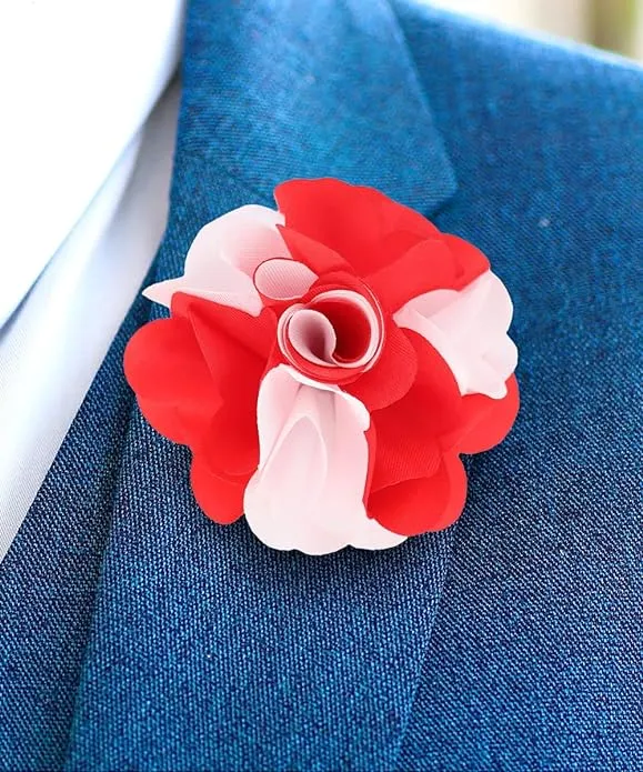 Vittorio Vico Unisex Two Tone Satin Flower Lapel Pin