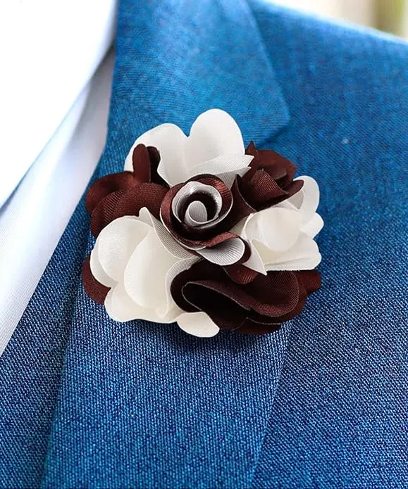 Vittorio Vico Unisex Two Tone Satin Flower Lapel Pin