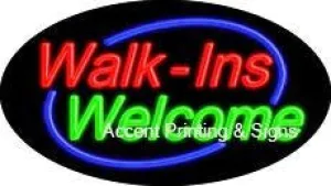 Walk-ins Welcome Flashing Handcrafted Real GlassTube Neon Sign