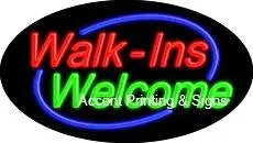 Walk-ins Welcome Flashing Handcrafted Real GlassTube Neon Sign