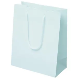 White Matte Rope Handle Euro-Tote Shopping Bags - 8.0 x 4.0 x 10.0