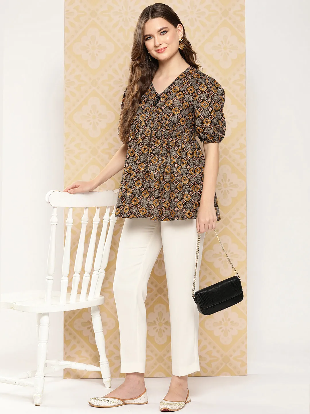 Women Brown Pure Cotton Top