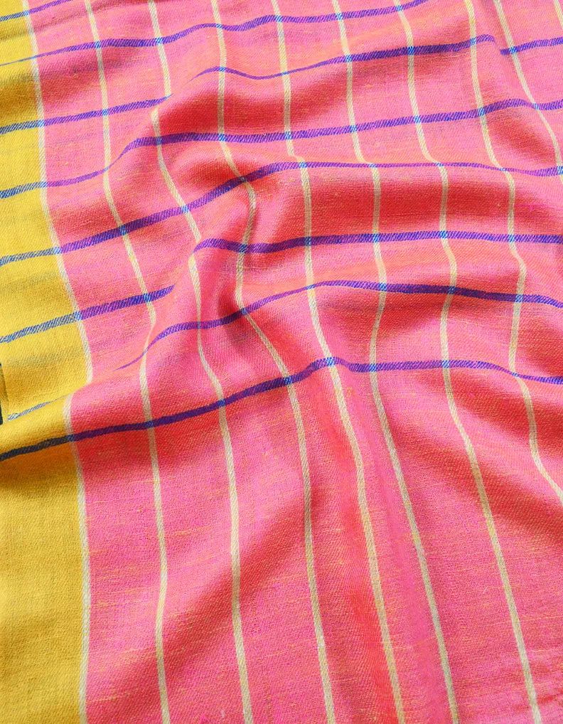 Yellow Purple and Pink Striped Pashmina Shawl 7228